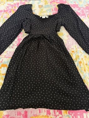 American Eagle Outfitters Black Dress with Tiny White Heart Print